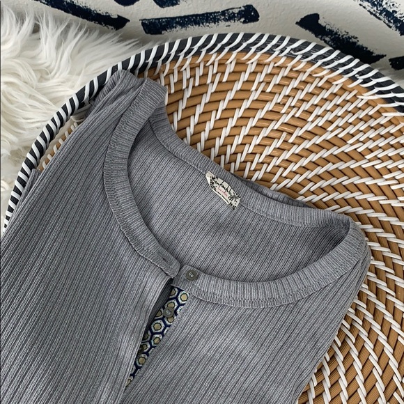 Free People Tops - Free People Grey Ribbed Henley Tunic